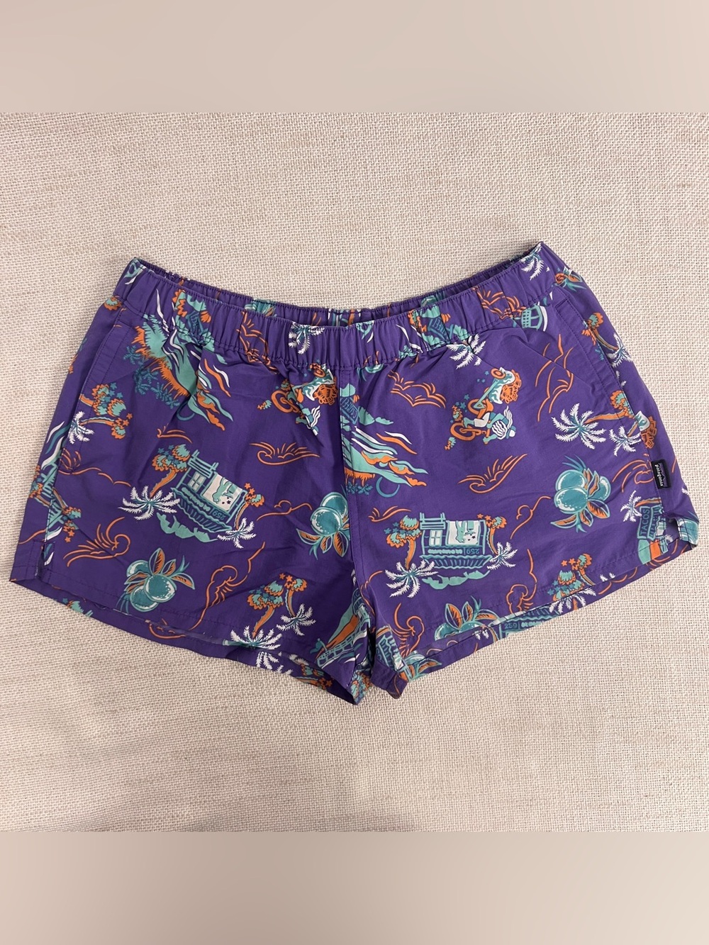 Patagonia Barely Baggies Shorts Purple C Street Tacos Print Size L
